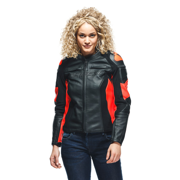 CHAQUETA DAINESE RACING 4 LADY BLACK/FLUO-RED