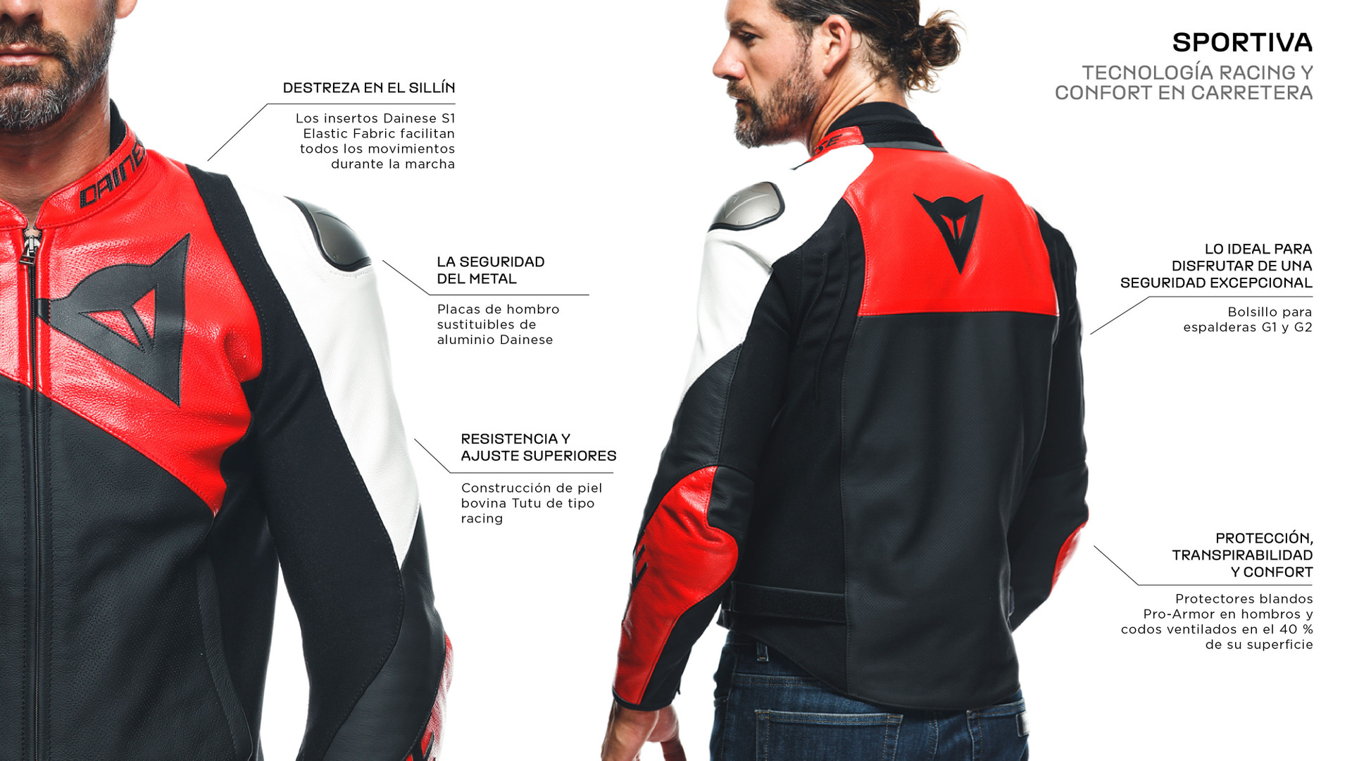 CHAQUETA DAINESE SPORTIVA black matt/lava red/white