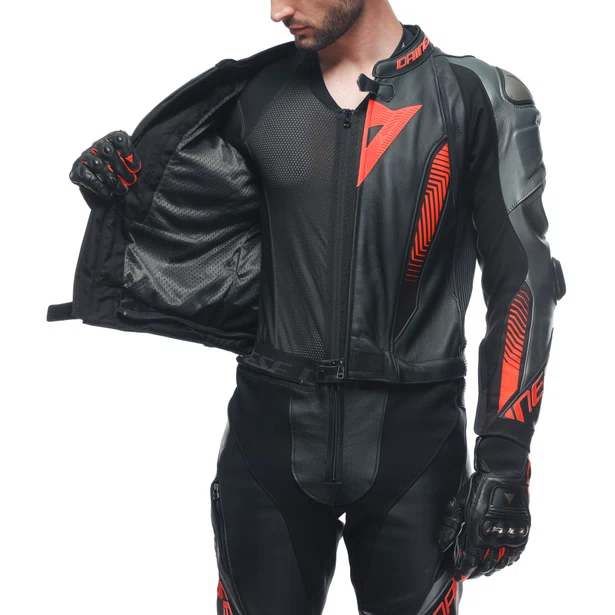 TRAJE DAINESE LAGUNA SECA 5 2 Pzs. black/anthracite/flúo red