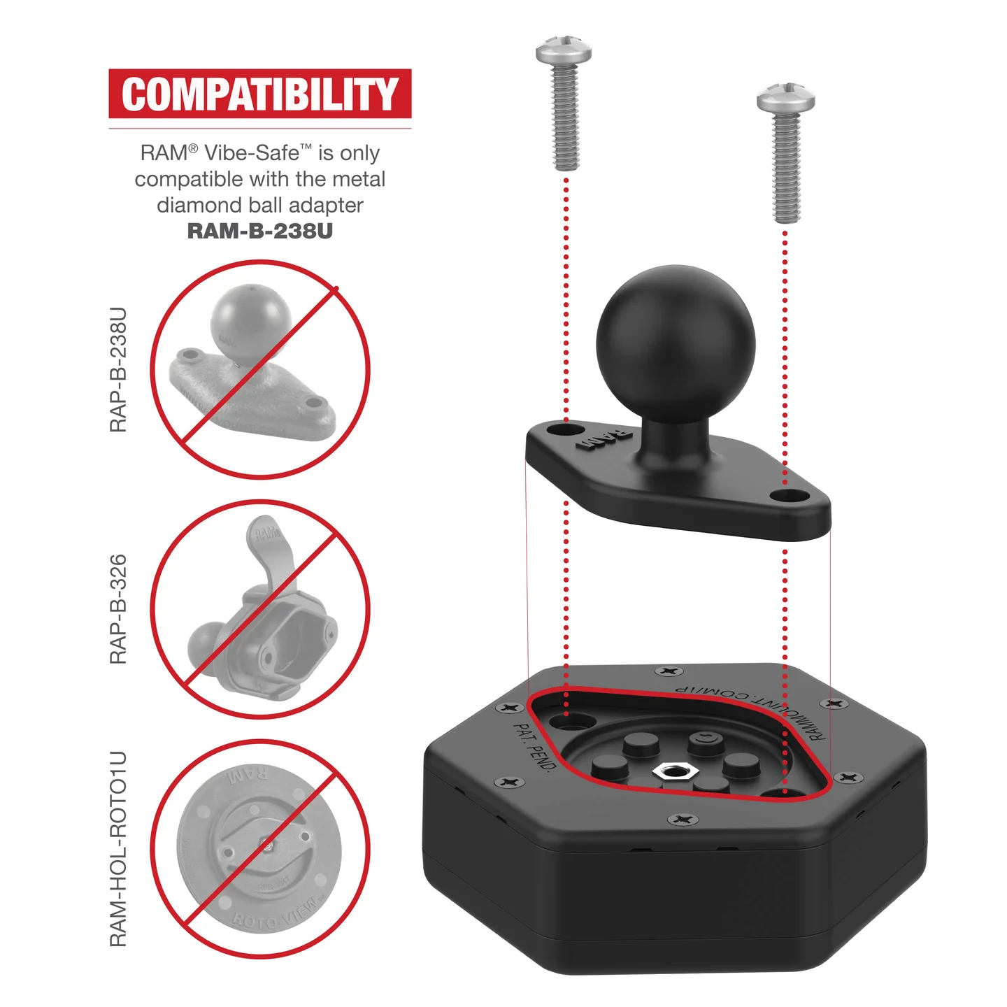 Amortiguador de vibraciones RAM MOUNTS Vibe-Safe™ c/adaptador NPT