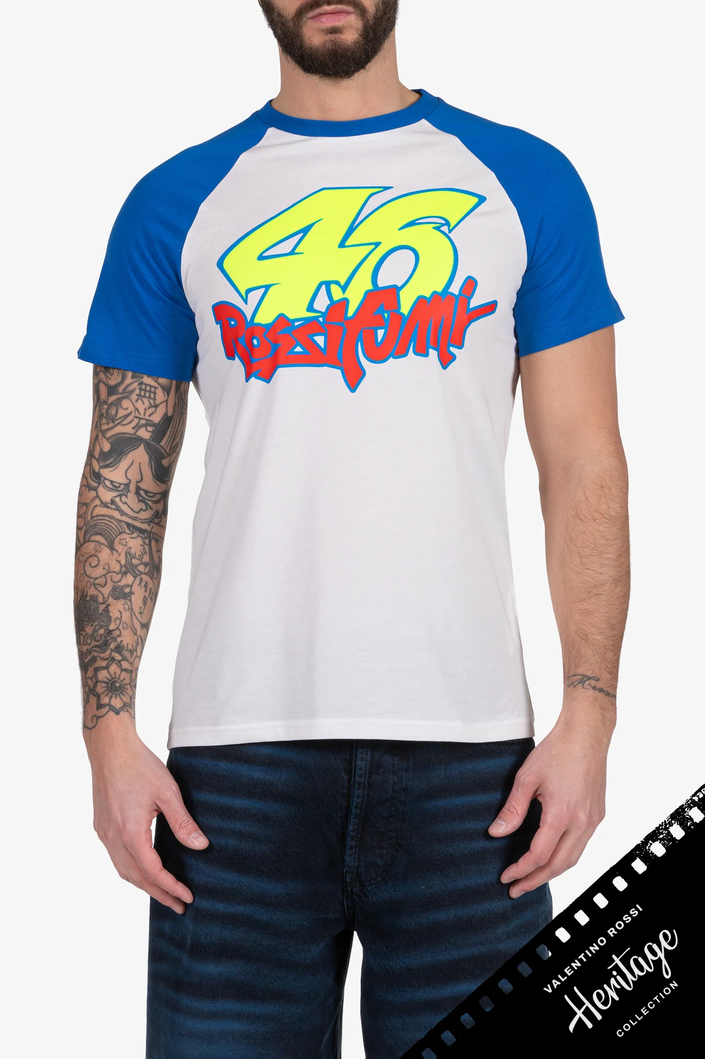 Camiseta VR46 Heritage Rossifumi 46 whiteSole Luna black (copia)