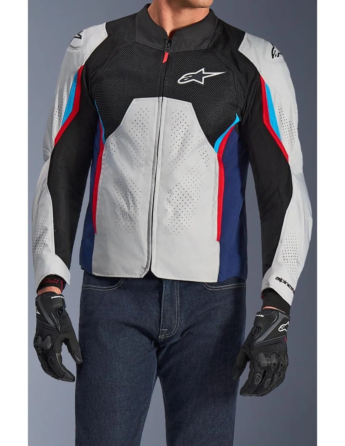 CHAQUETA ALPINESTARS AST AIR v3 silver/bl/red