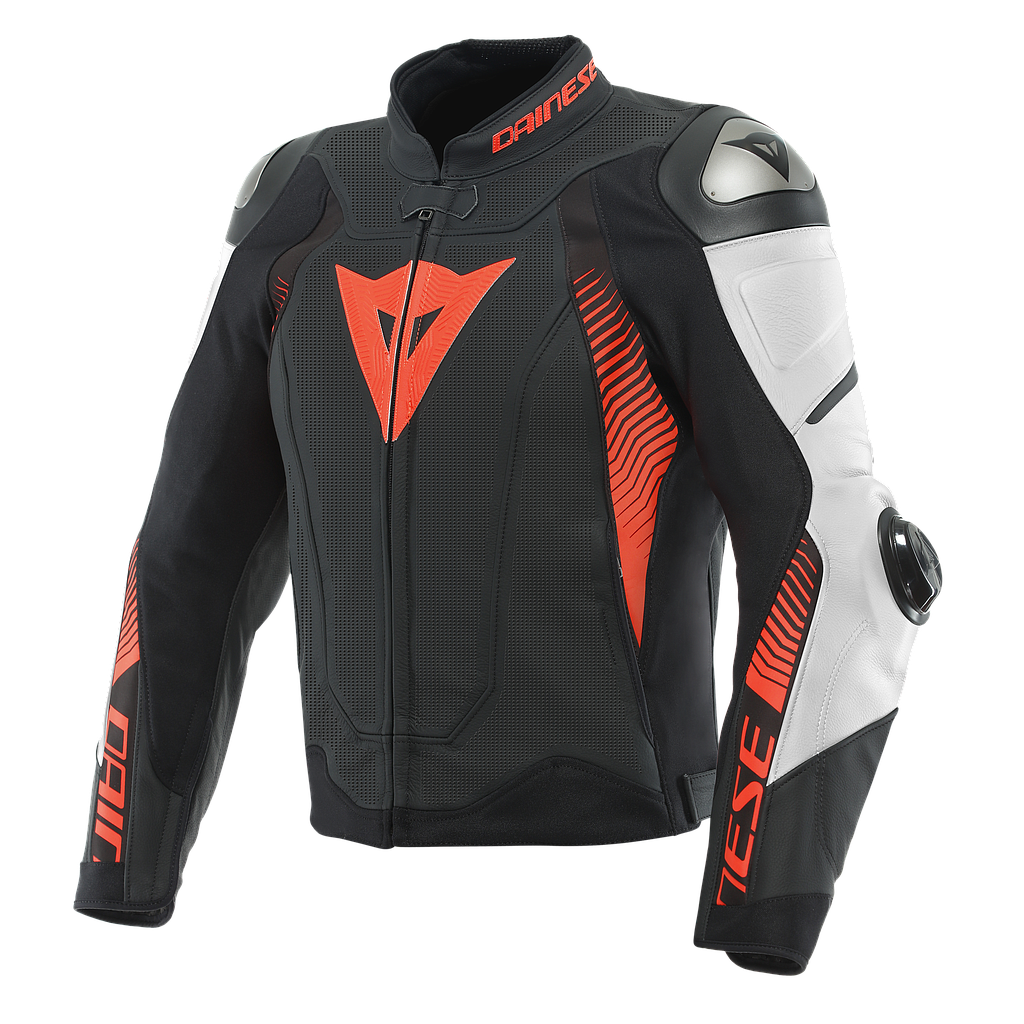 CHAQUETA DAINESE SUPER SPEED 4 perf. black matt/white/fluo-red