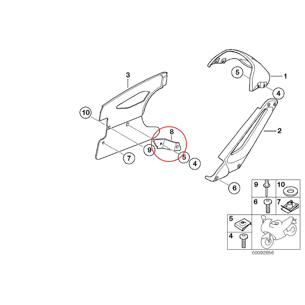 SOPORTE DERECHO CUBRE RUEDA TRASERA G650GS