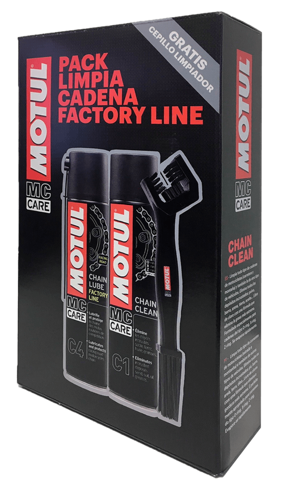 MOTUL pack limpia cadena FACTORY LINE C1+C4+cepillo