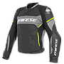 CHAQUETA DAINESE D-AIR RACING 3  PERFORADA BLACK MATT/CHARCOAL GREY/FLUO YELLOW